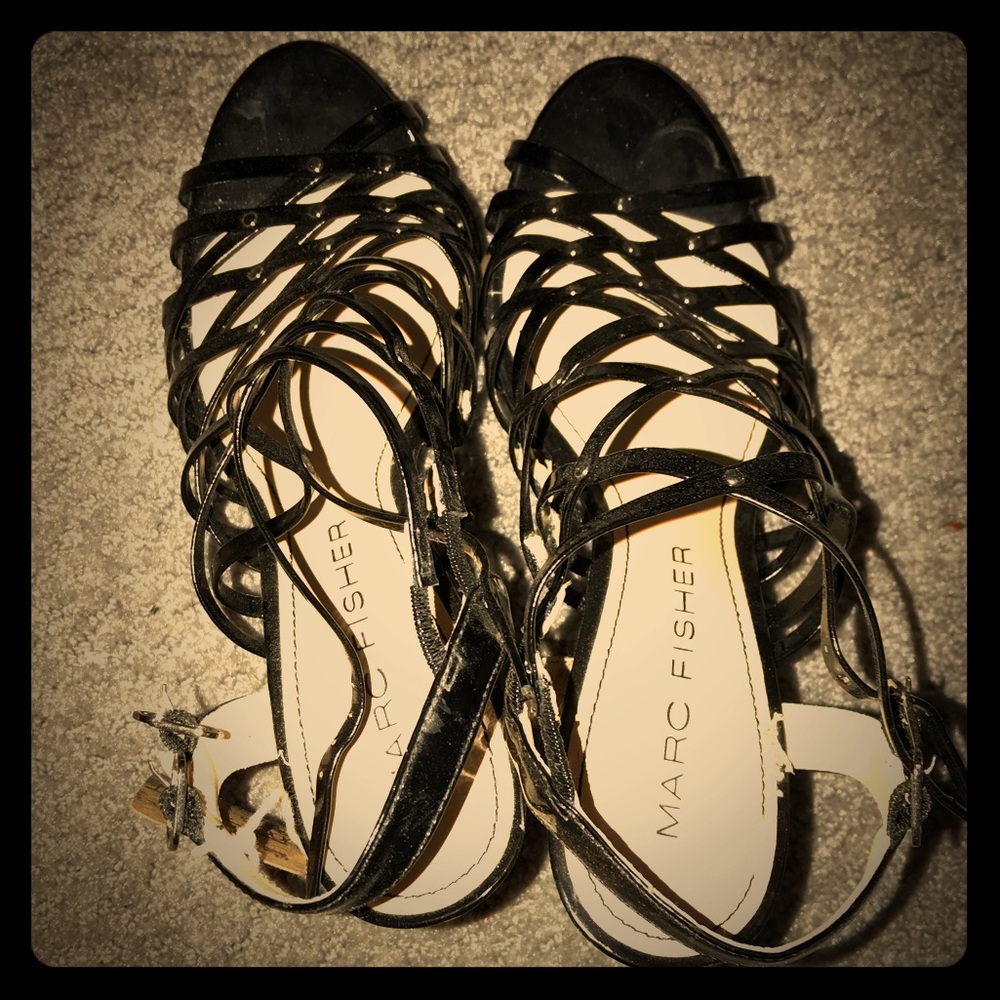 Marc Fisher strappy black heels